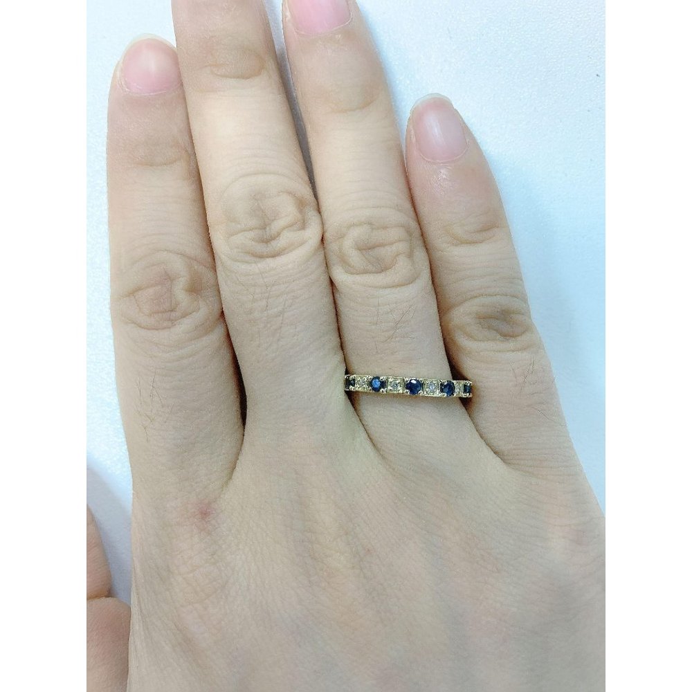 Gemstone Diamond Half Eternity Band Yellow Gold